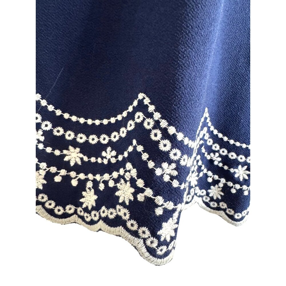 Elle Royal Blue Scalloped Hem Embroidered Size XXL White Trim Sleeveless EUC - Picture 3 of 8